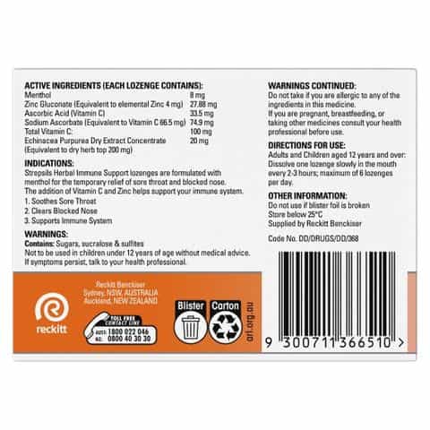 Strepsils Herbal Immune Support Lozenges Elderberry