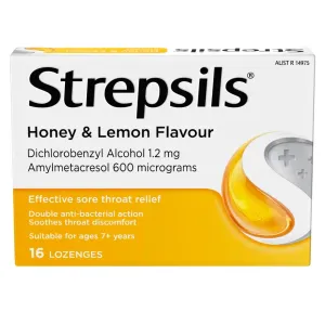 Strepsils Sore Throat Relief Honey & Lemon Flavour Lozenges