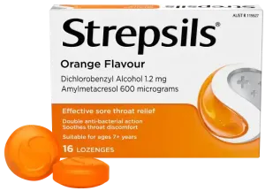 Strepsils Sore Throat Relief Orange Flavour Lozenges