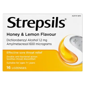 Strepsils Sore Throat Relief Honey & Lemon Flavour Lozenges
