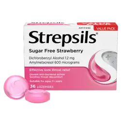 Strepsils Sugar Free Strawberry Flavour Lozenges