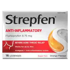 Strepfen Anti-Inflammatory Sugar Free Orange 16 Lozenges