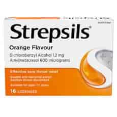 Strepsils Sore Throat Relief 
Orange Flavour Lozenges