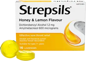 Strepsils Sore Throat Relief 
Honey & Lemon Flavour Lozenges