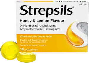 Strepsils Sore Throat Relief 
Honey & Lemon Flavour Lozenges