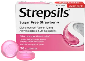 Strepsils Sugar Free Strawberry Flavour Lozenges