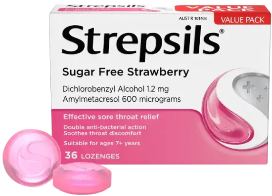 Strepsils Sugar Free Strawberry Flavour Lozenges