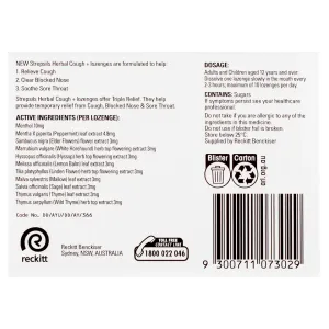 Strepsils Herbal Cough Lozenges Fresh Menthol