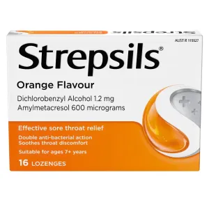 Strepsils Sore Throat Relief  Orange Flavour Lozenges