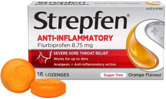 Strepfen Anti-Inflammatory Sugar Free Orange 16 Lozenges