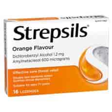 Strepsils Sore Throat Relief 
Orange Flavour Lozenges