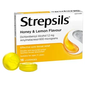 Strepsils Sore Throat Relief Honey & Lemon Flavour Lozenges