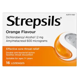Strepsils Sore Throat Relief Orange Flavour Lozenges