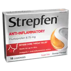Strepfen Anti-Inflammatory Sugar Free Orange 16 Lozenges