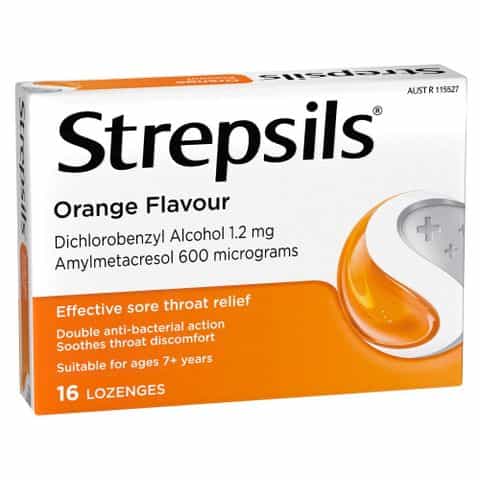 Strepsils Sore Throat Relief 
Orange Flavour Lozenges